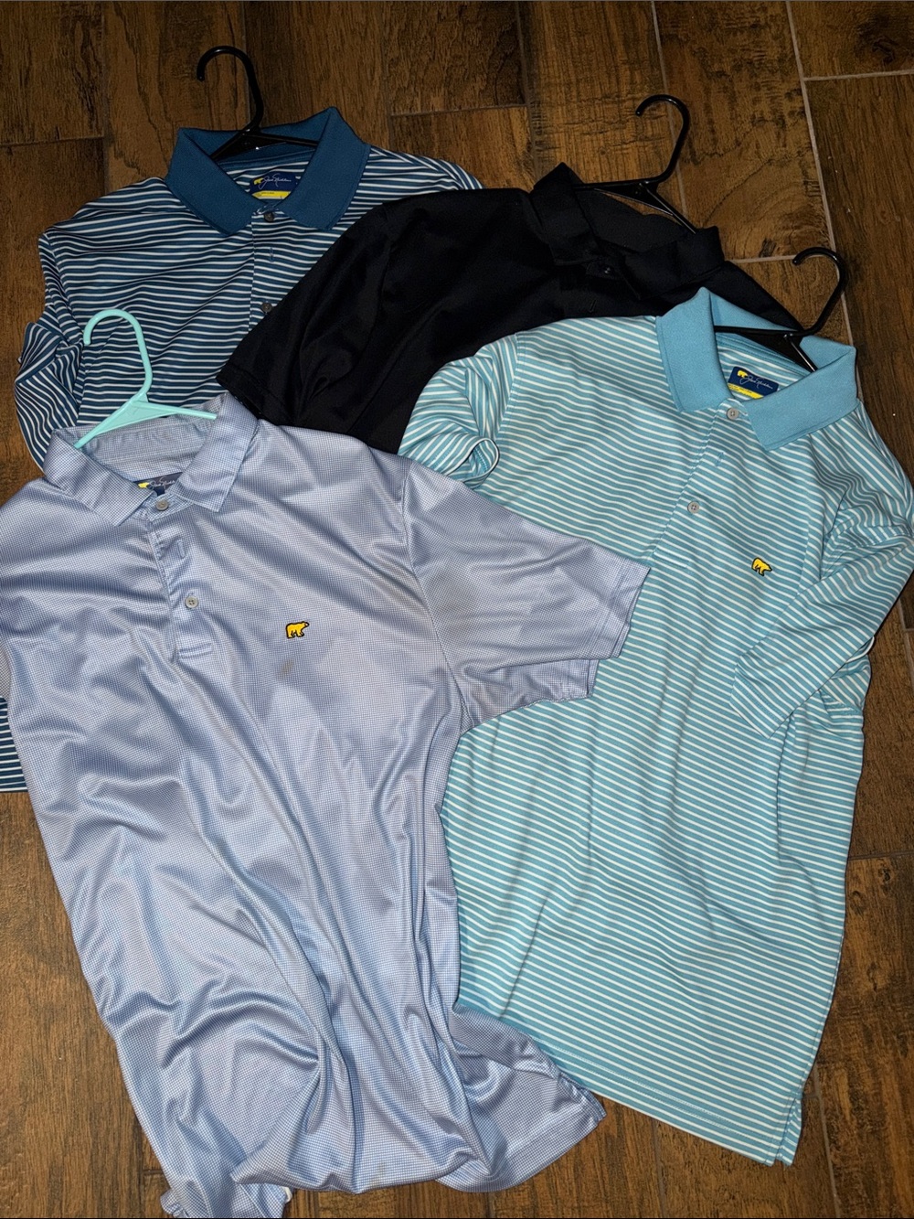 Bundle 4 Striped and Solid men Polo Shirt Bundle - Blue, Light Blue, Black